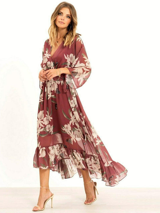 YASMINEâ„¢ - Elegant Kimono Midi Dress