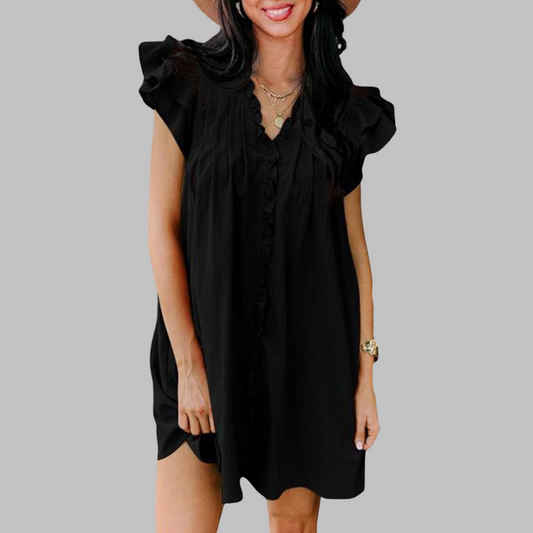 MARCELLAâ„¢ - Casual V-Neck Ruffled Midi Dress