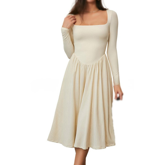 PAIGEâ„¢ - Timeless Long Sleeve Square Neck Midi Dress