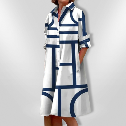 CHEZKAâ„¢ - Elegant Geometric Midi Dress