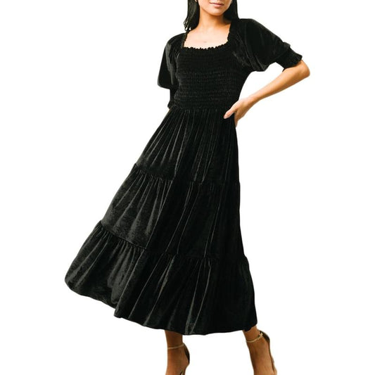 AUDREYâ„¢ - Square Neck Puff Sleeve A-Line Midi Dress for All Occasions