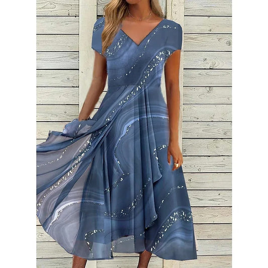LYANNAâ„¢ - Flowing V-Neck Midi Dress