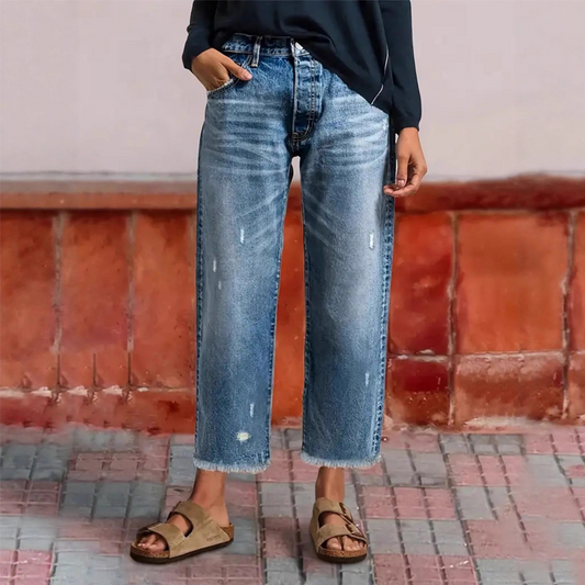 Aberjeanâ„¢ | Retro Cropped Straight Jeans