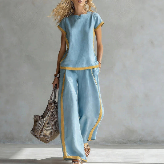 Women's Casual 2-Piece Set with Contrast Trim