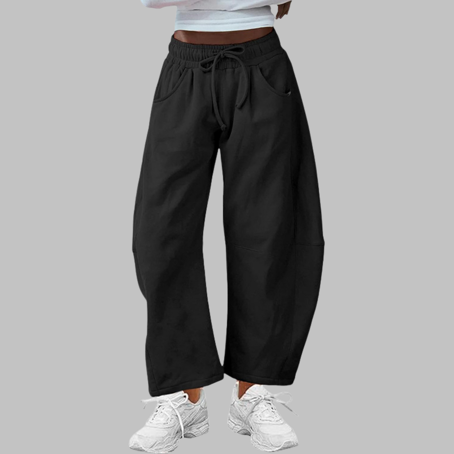 Digma - Casual Drawstring Barrel Leg Sweat Pants