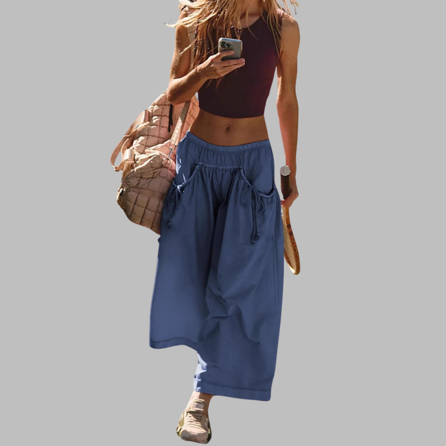 Apple – Casual Wide-Leg Cargo Parachute Pants