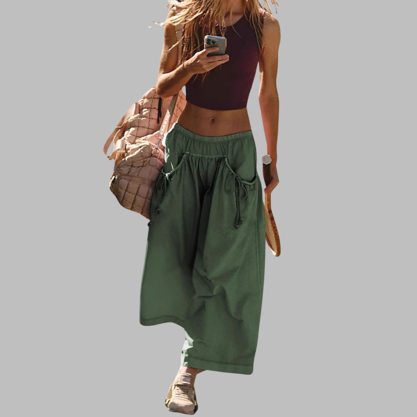 Apple – Casual Wide-Leg Cargo Parachute Pants