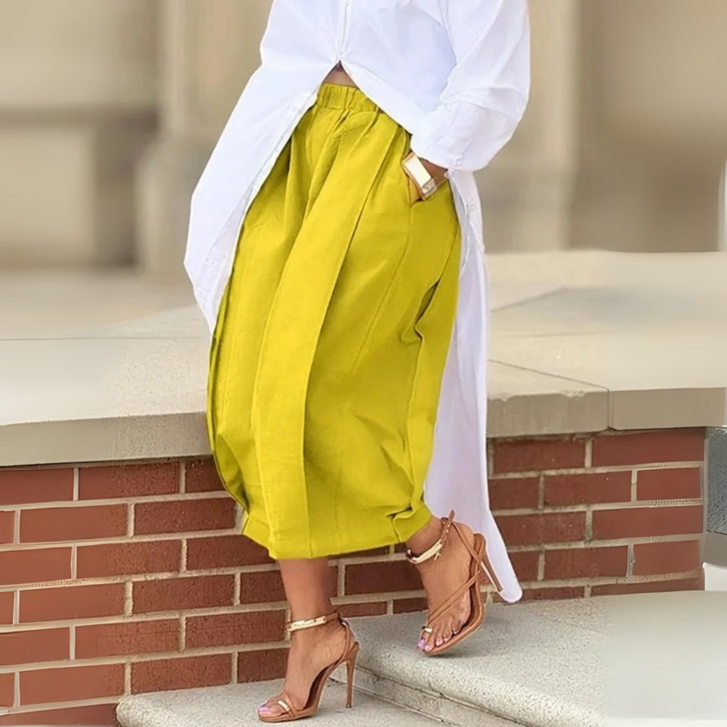 Falia - Elegant Elastic Waistband Lantern Pants