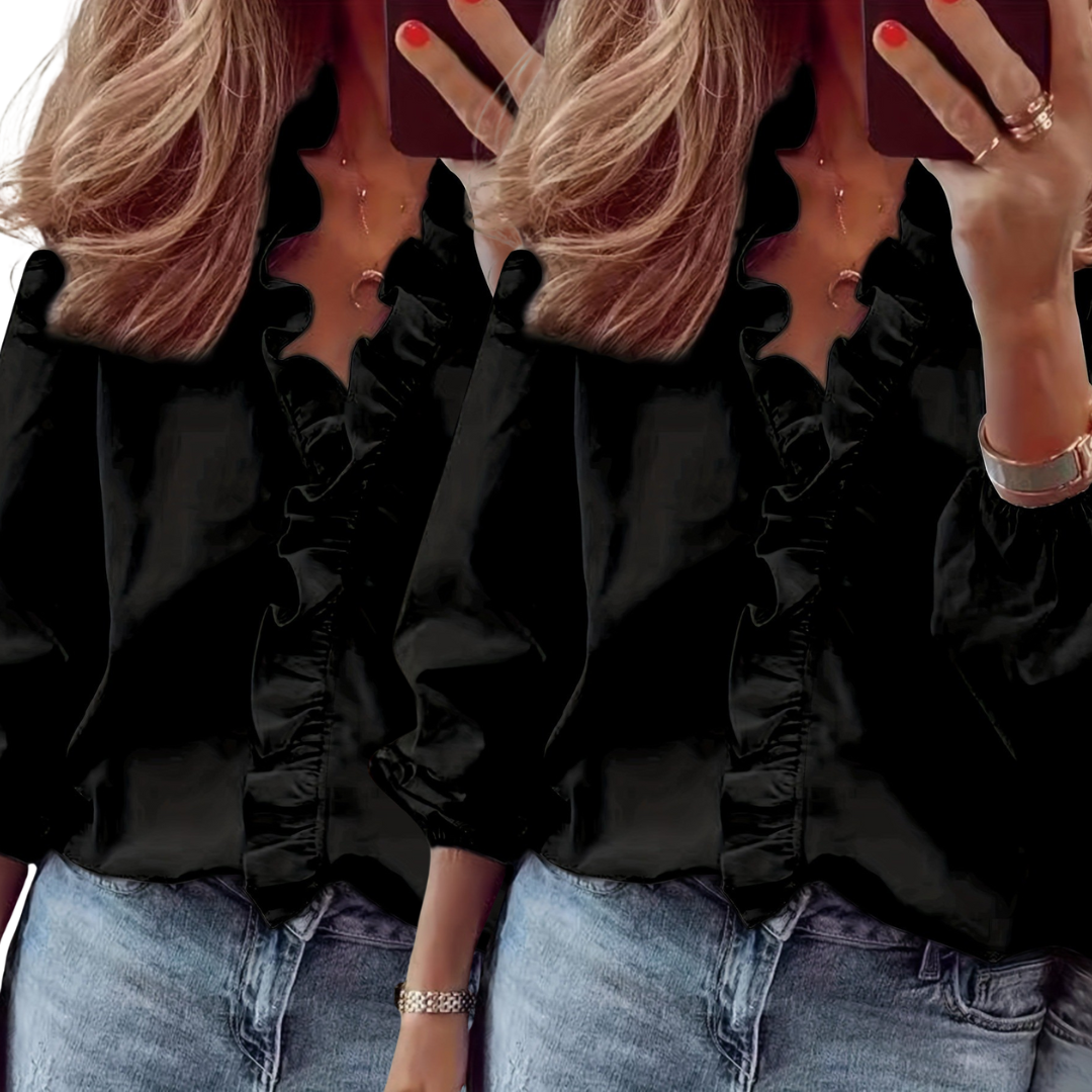 LORELEI™ - Timeless V-Neck Blouse 2 pack with Ruffles for Casual Elegance