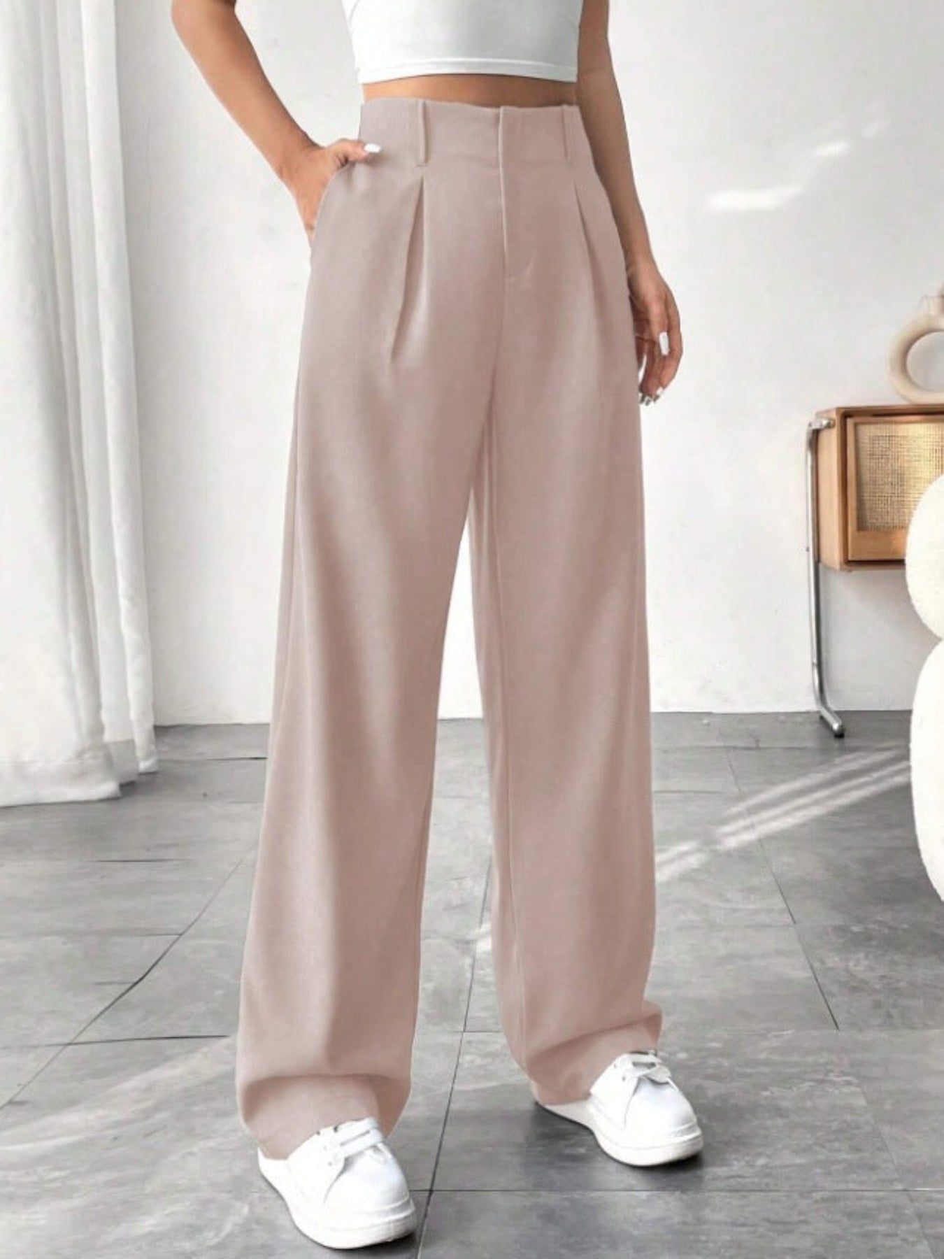 Belisima – Elegant Pleated Wide-Leg Office Trouser