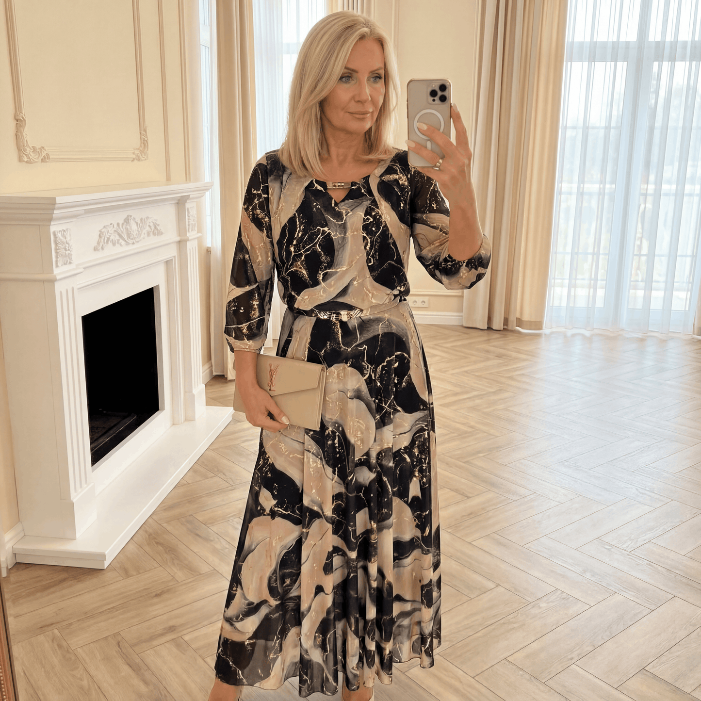 Susan – Printed Chiffon Maxi Dress