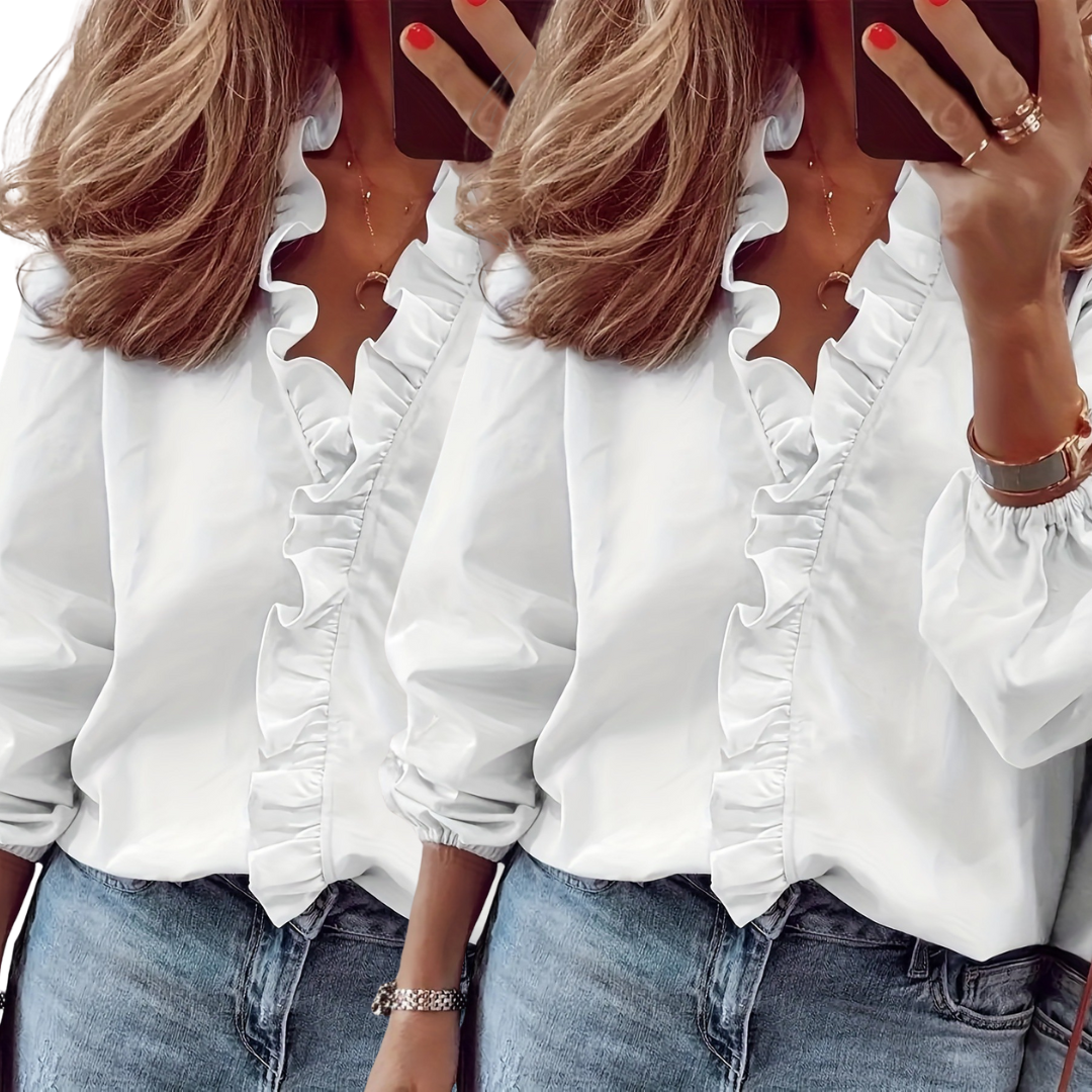 LORELEI™ - Timeless V-Neck Blouse 2 pack with Ruffles for Casual Elegance
