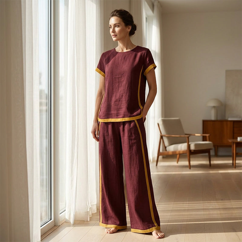 Women's Casual 2-Piece Set with Contrast Trim